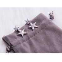 韓風純銀耳針一款二戴大小水鑽星星耳環